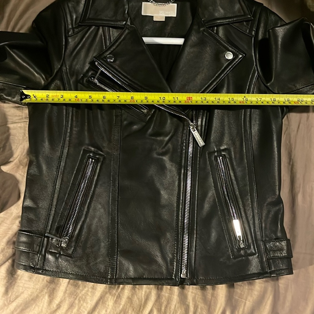 Michael Kors, black leather jacket, biker style -women’s medium LIKE NEW